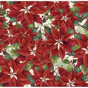 Poinsettias Fabric Winter Holidays Xmas Quilting Cotton Christmas Sewing BTY
